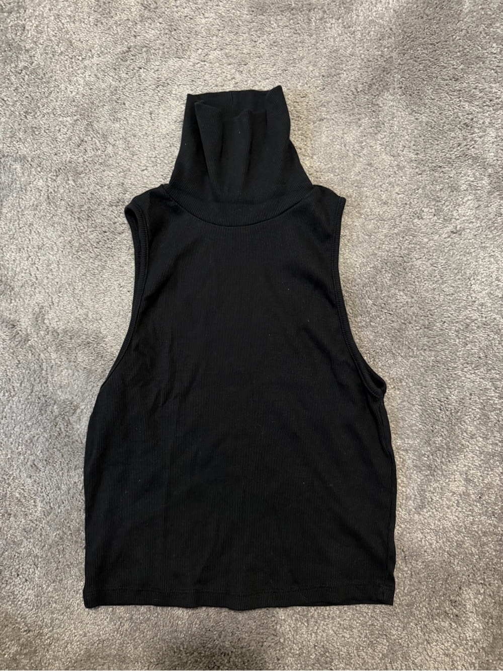 Zara Black Ribbed Sleeveless Turtleneck Tank